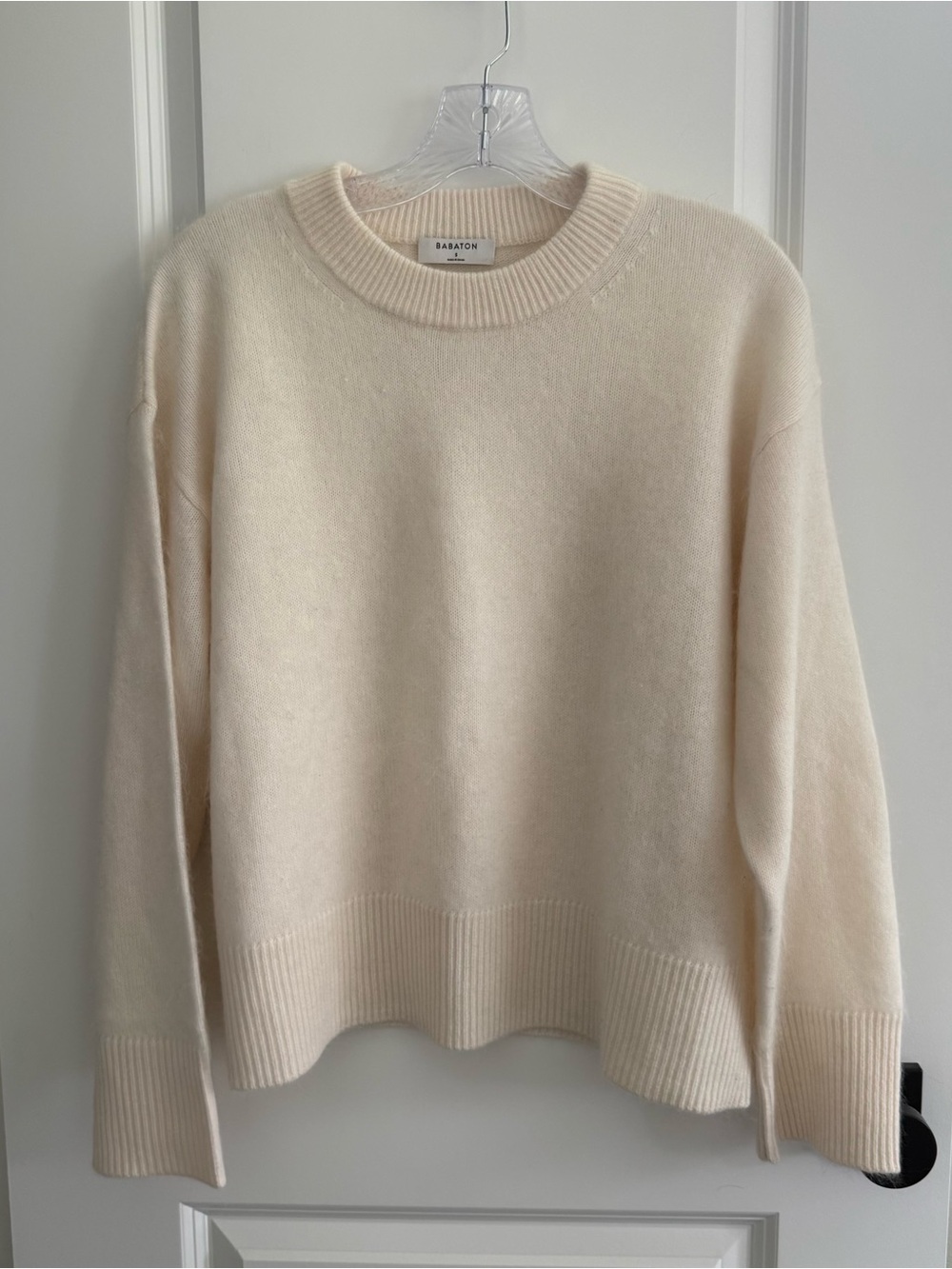 Babaton Ivory Crewneck Knit Sweater